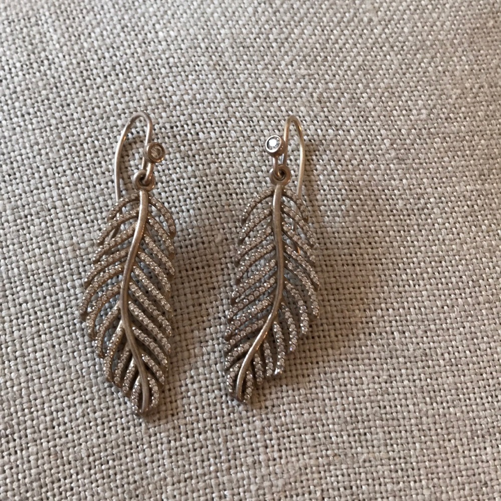 Pandora leaf crystal earrings